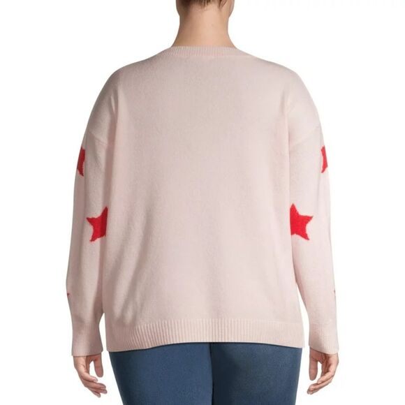 Heart N' Crush Women's Plus Size Star Print Crewneck Pullover Sweater - Picture 3 of 8